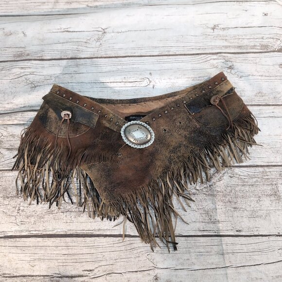 Patricia Wolf Dresses & Skirts - Patricia Wolf Leather Fringe Western Belt Skirt Concho Detail – Women’s M